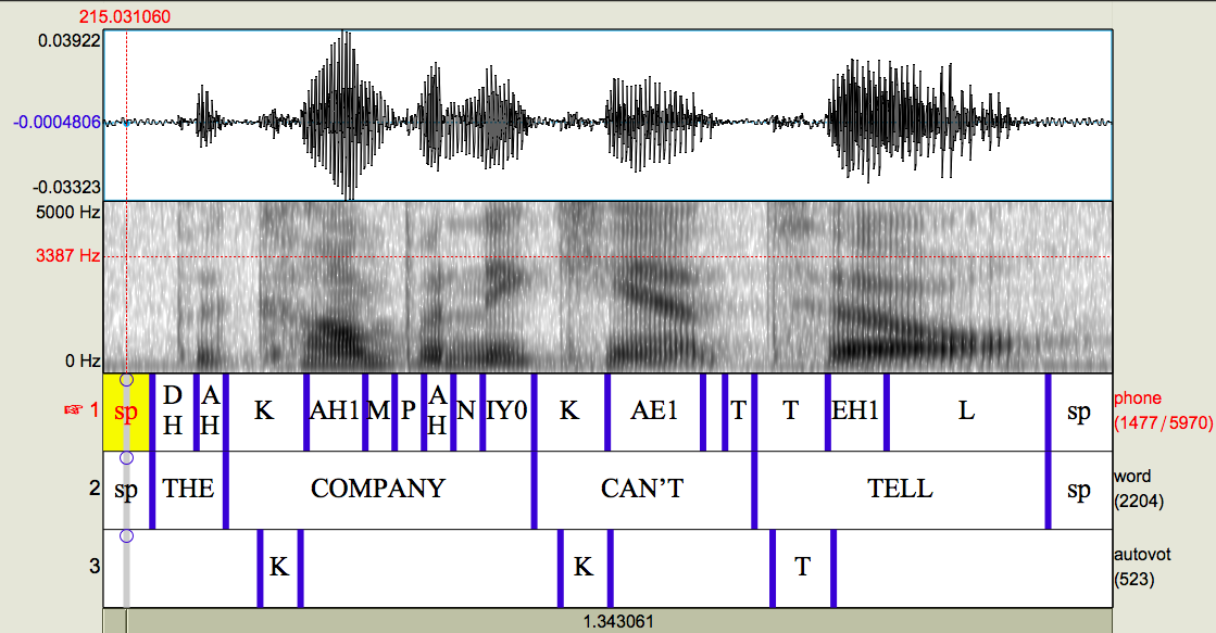 Example output TextGrid from AutoVOT