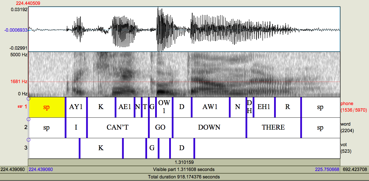 Example TextGrid for AutoVOT